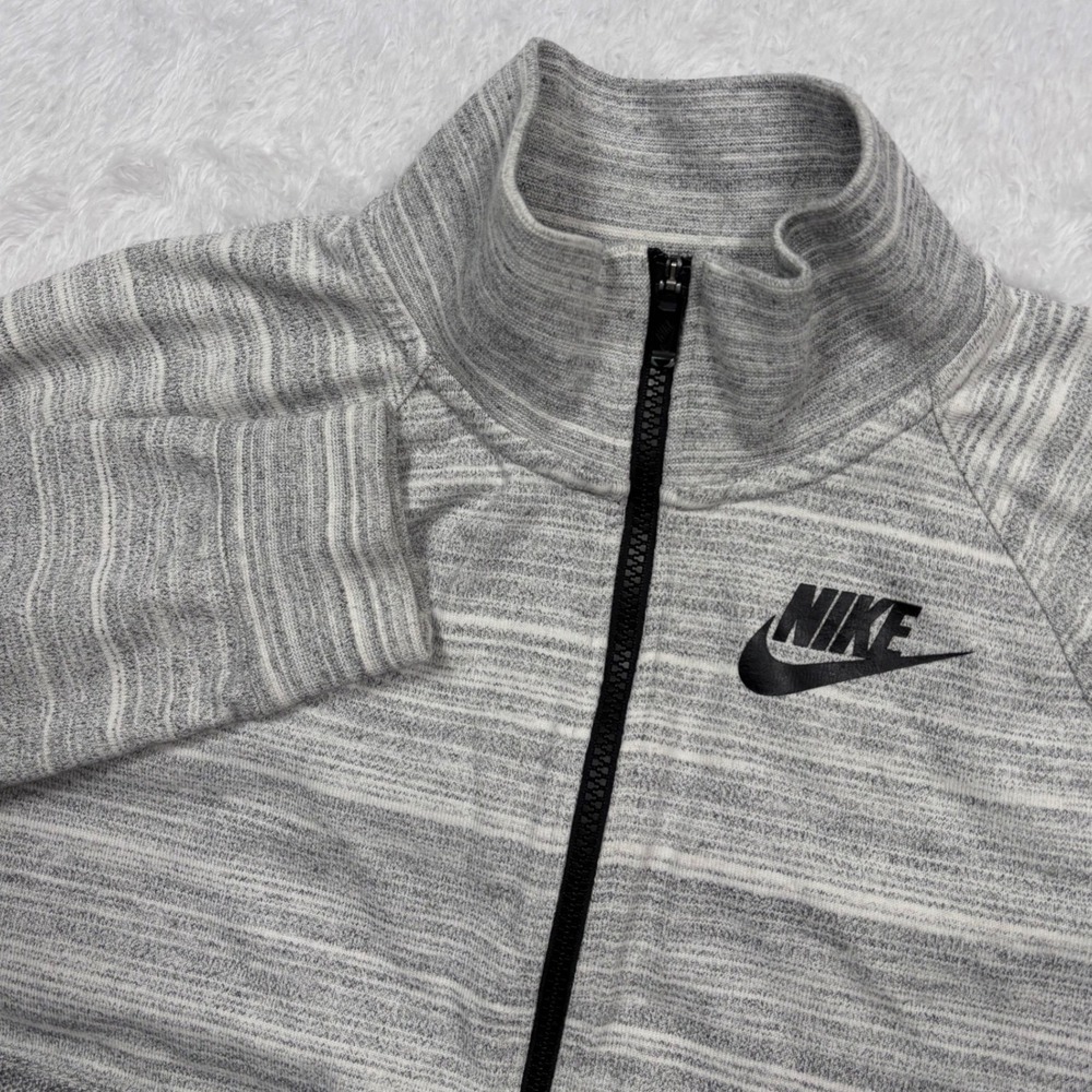 Nike Full Zip Sweatshirt Jacket Women L Gray Space Dye Logo Mock Neck Advance 15